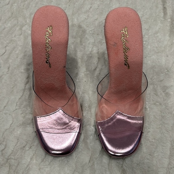 FABULICIOUS DOLLS KILL PINK GALA RHINESTONE CLEAR Cinderella HEELS size 6 - Picture 8 of 10